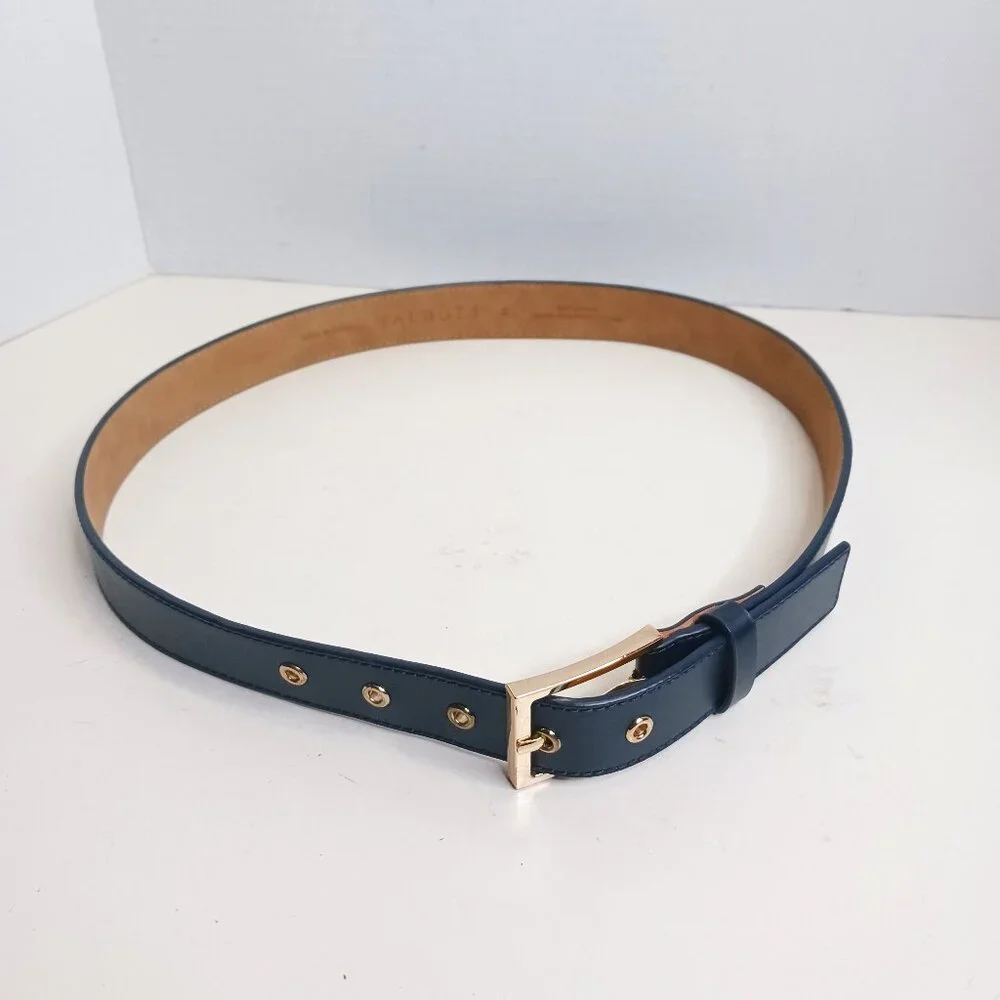Talbot Women's Belt Size S Blue Leather Gold Metal